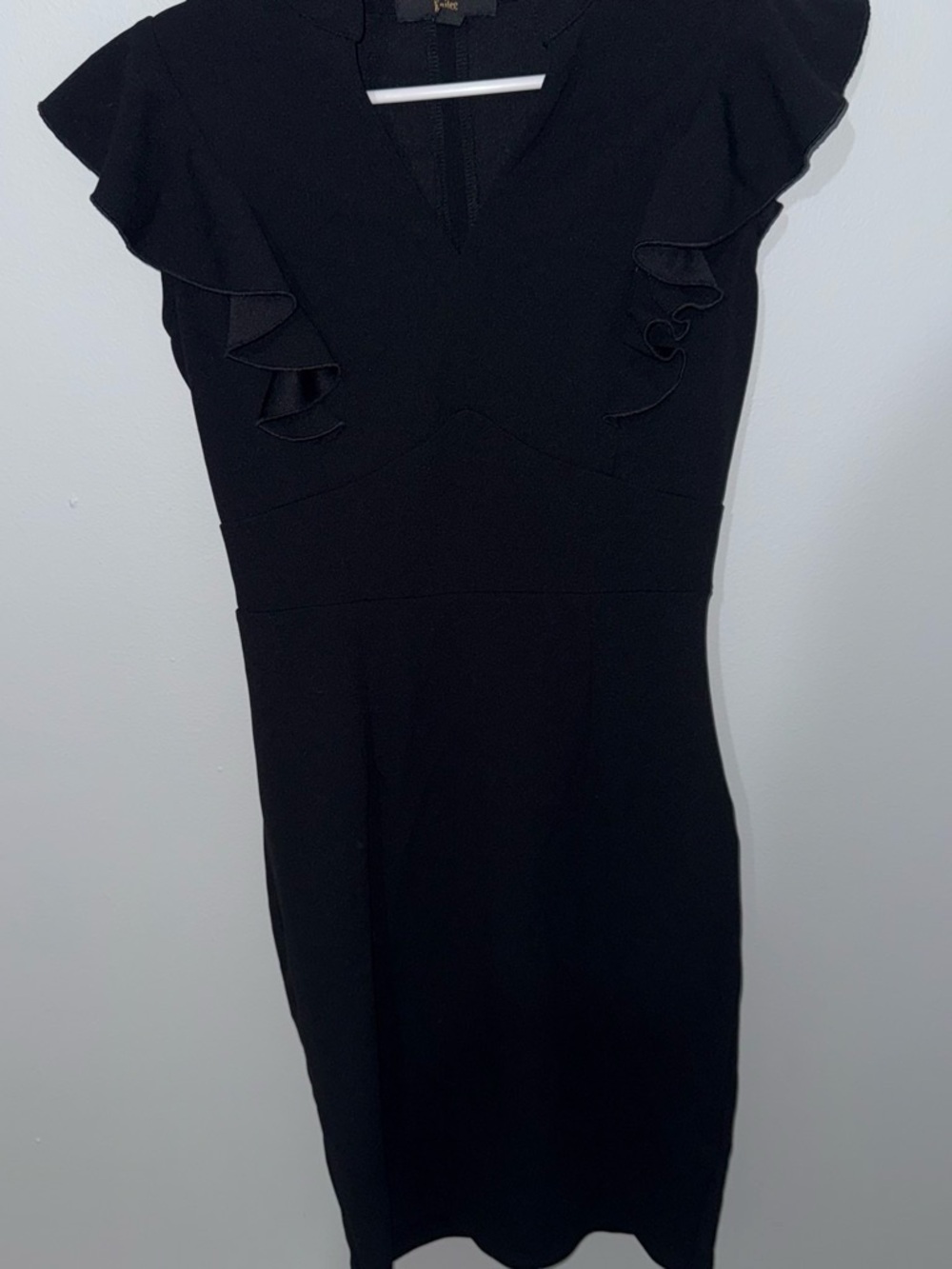 Women’s Black Midi Dress with Ruffle Sleeves